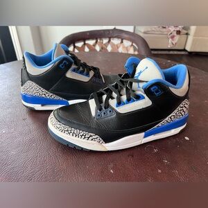 Air Jordan 3 Retro Sport Blue Black Grey Leather 136064-007(2014) Men’s 10.5